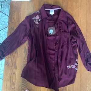 Nwt Knox Rose button up blouse sz xxl